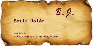 Batiz Jolán névjegykártya